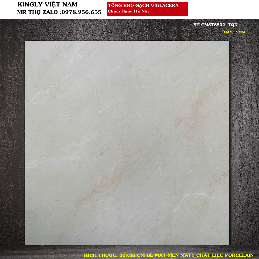 Gạch lát nền Viglacera 80x80 men matt mịn SH-GMST8802 Loại 1